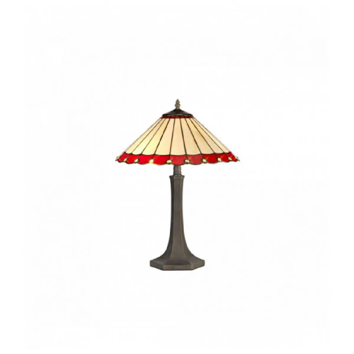 Lampe de table Tiffany Calais 2 Ampoules Rouge 40 Cm