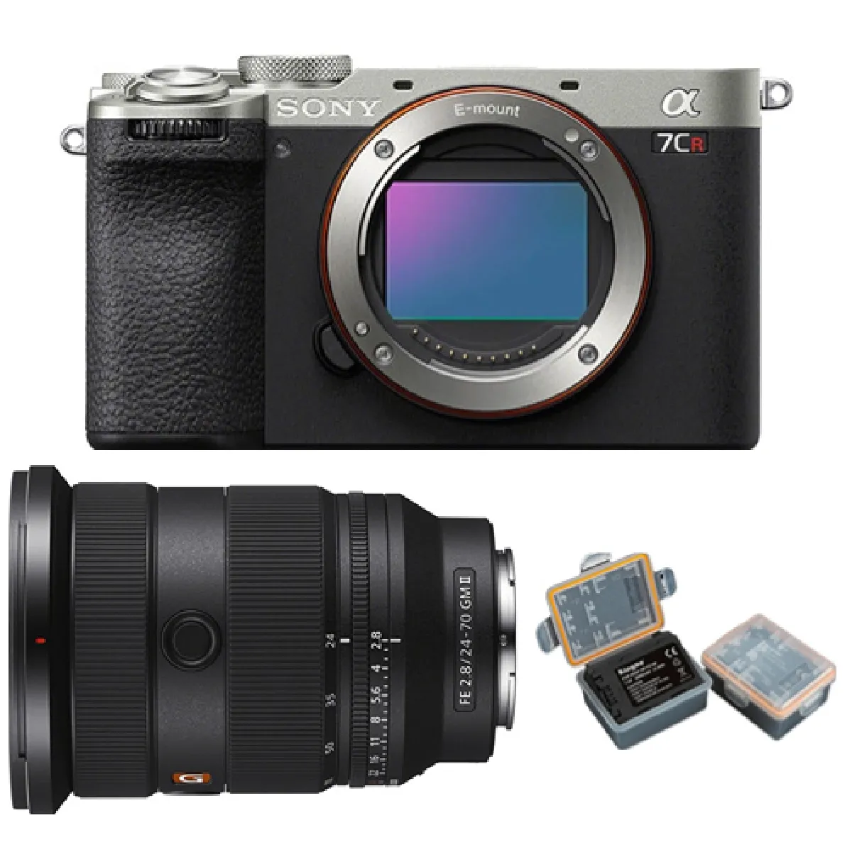 Sony Alpha a7CR (argent) Appareil photo sans miroir +Sony FE 24-70mm f2.8 GM II (SEL2470GM2) E-Mount+Kingma 2000mAh Battery (Sony NP-FZ100)