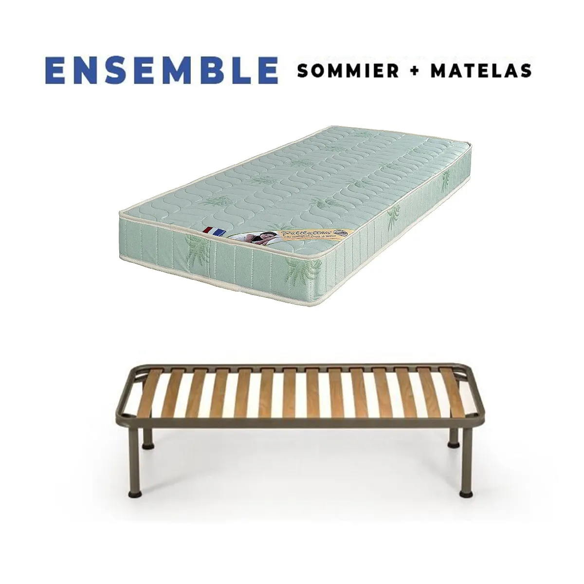 Matelas 120x200 + Sommier Démonté + pieds Offerts Mousse Poli Lattex Indéformable - 19 cm - Très Ferme - Tissu à l'Aloe Vera - OEKO-TEX STANDARD 100 sans CFC