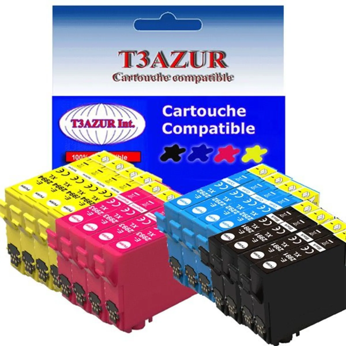 T3AZUR 16 cartouches d'encre compatibles 29XL pour Epson Expression Home XP345, XP352, XP 345, XP 352