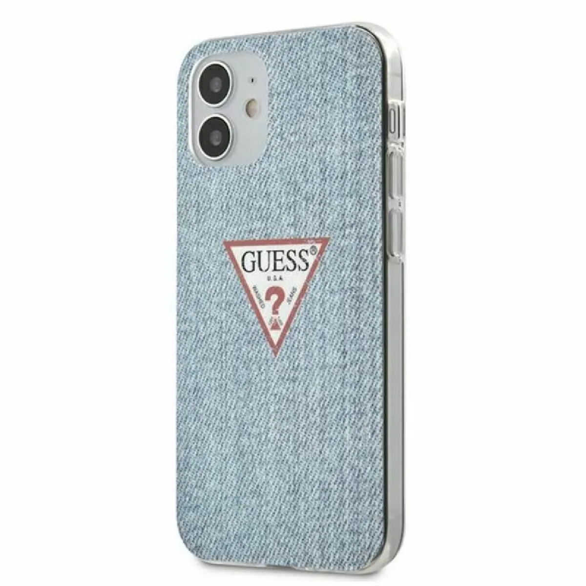 Guess Denim Triangle Lt - Coque pour iPhone 12 Mini (Bleu)