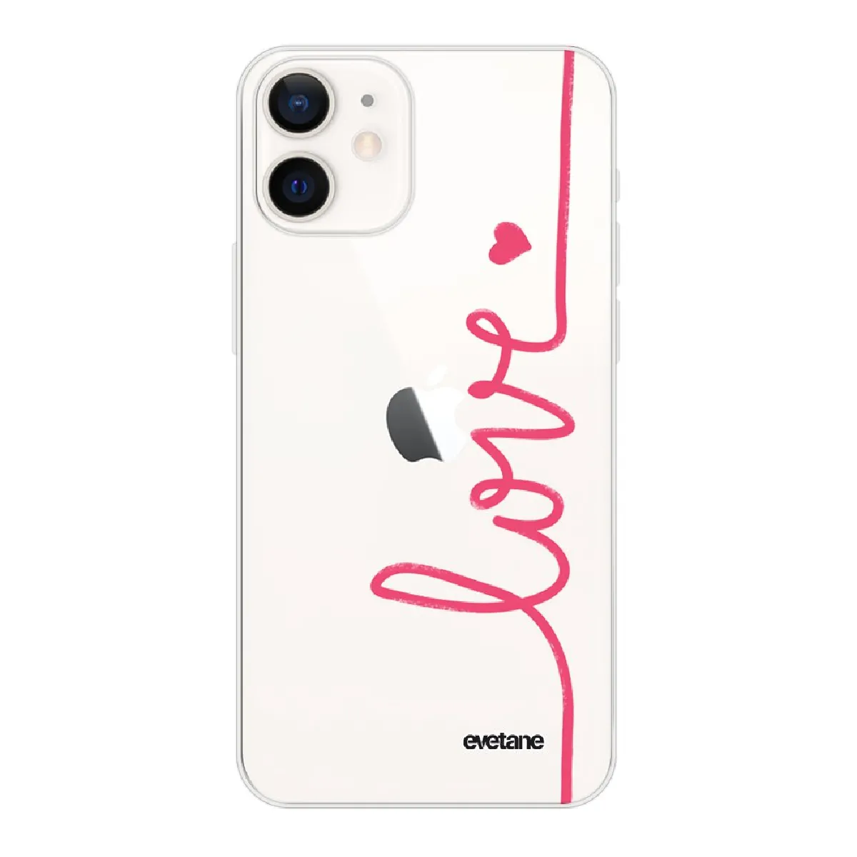 Coque iPhone 12 mini souple transparente Love Motif Ecriture Tendance Evetane