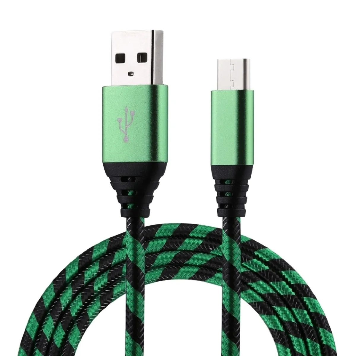 Câble vert pour Samsung Galaxy S8 et S8 + / LG G6 / Huawei P10 P10 Plus / Oneplus 5 / Xiaomi Mi6 Max 2 autres Smartphones 1m USB vers USB-C / Type-C Nylon Weave de synchronisation de données de style