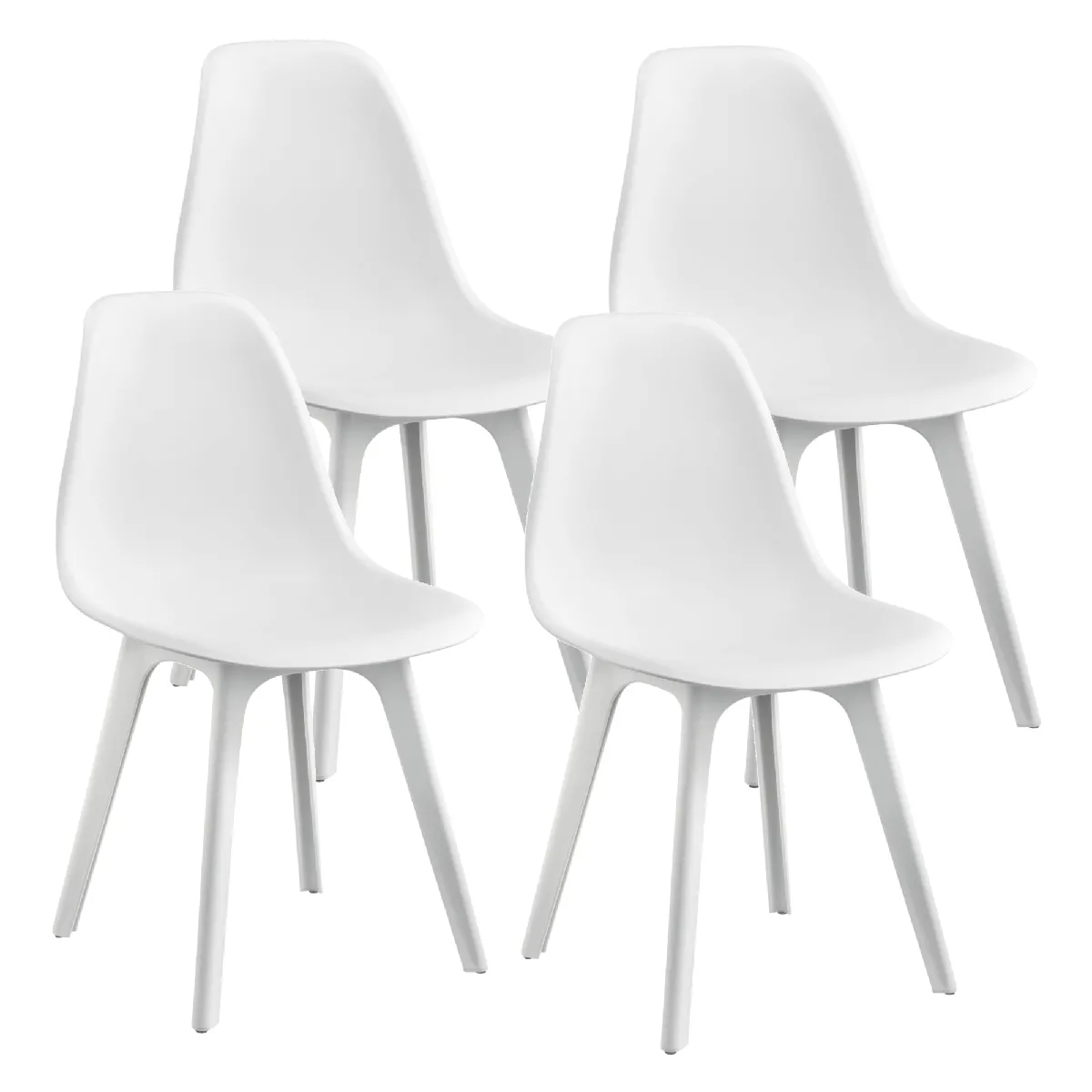 Set de 4 chaises design chaise de cuisine chaise de salle à manger plastique blanc 03_0003705