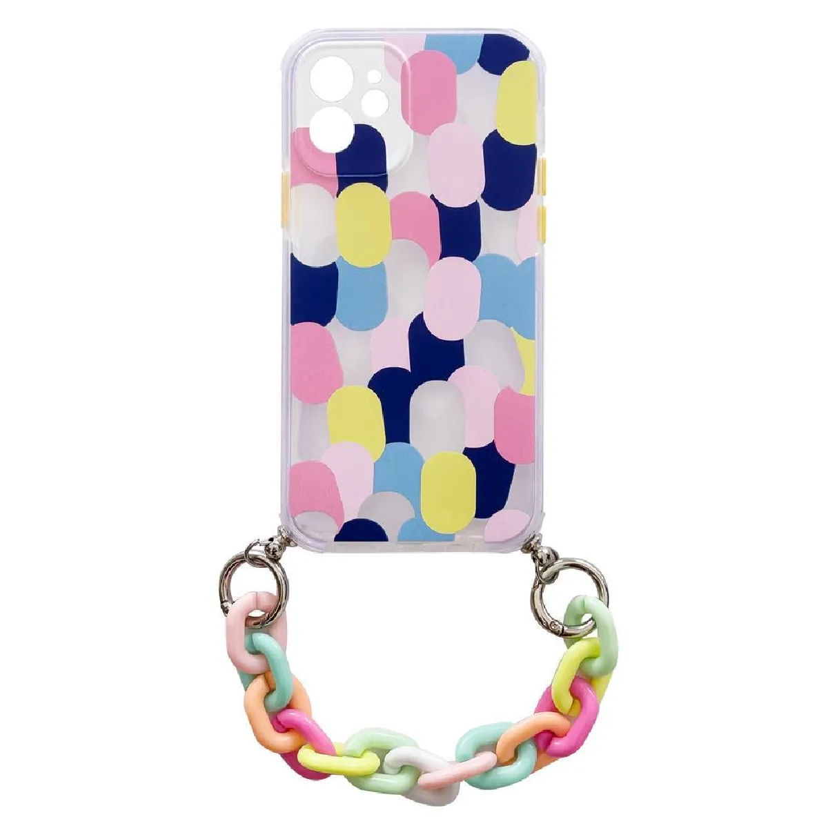 housse elastique souple en gel couleur chain coque avec un pendentif chaine pour xiaomi redmi note 10 pro multicolore (1)