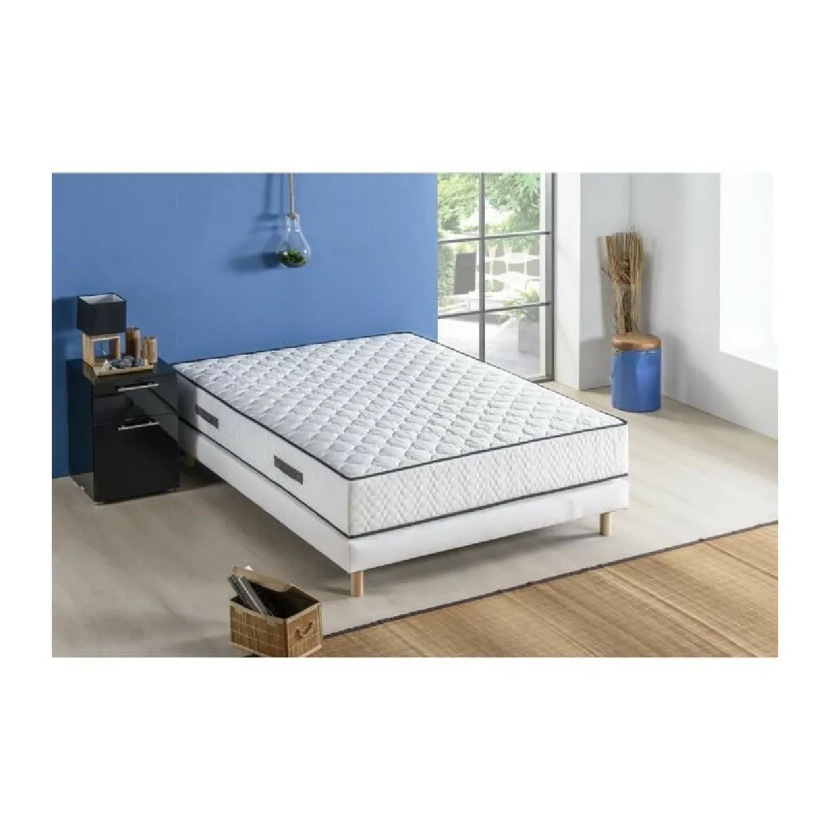 Ensemble matelas équilibré + sommier 140 x 190 x 24 cm - Ressorts - 7 zones