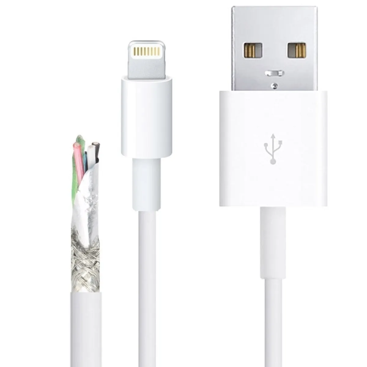 Câble blanc pour iPhone 6 & 6 Plus, 5 & 5S & 5C, iOS 8.0 2m Super qualité multibrins TPE matériel USB Sync Data Cable de charge,