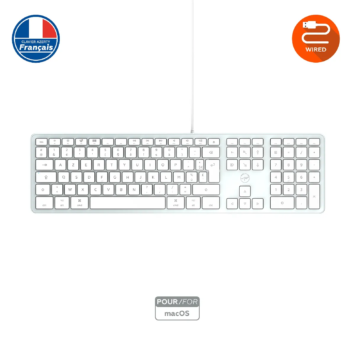 MOBILITY LAB - Clavier Filaire USB pour MACBOOK Air APPLE (ARGENT)