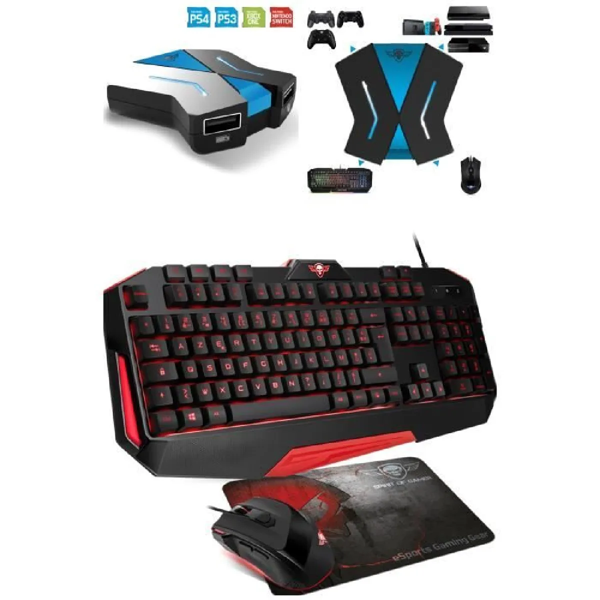 Pack GAMER PRO-ULTIMATE MK3 SOURIS RGB + CLAVIER RGB + TAPIS SOURIS RGB + CROSSGAME NINTENDO SWITCH / PS4 XBOX