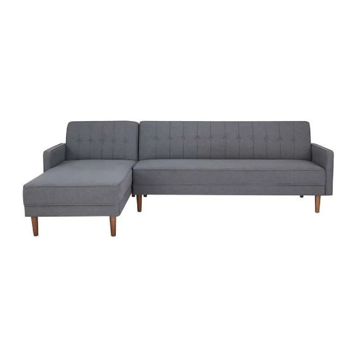 Canape dangle 3 places reversible - Tissu gris fonce - Pieds en bois - L 286 x P 169 x H 80 cm - IMANIA