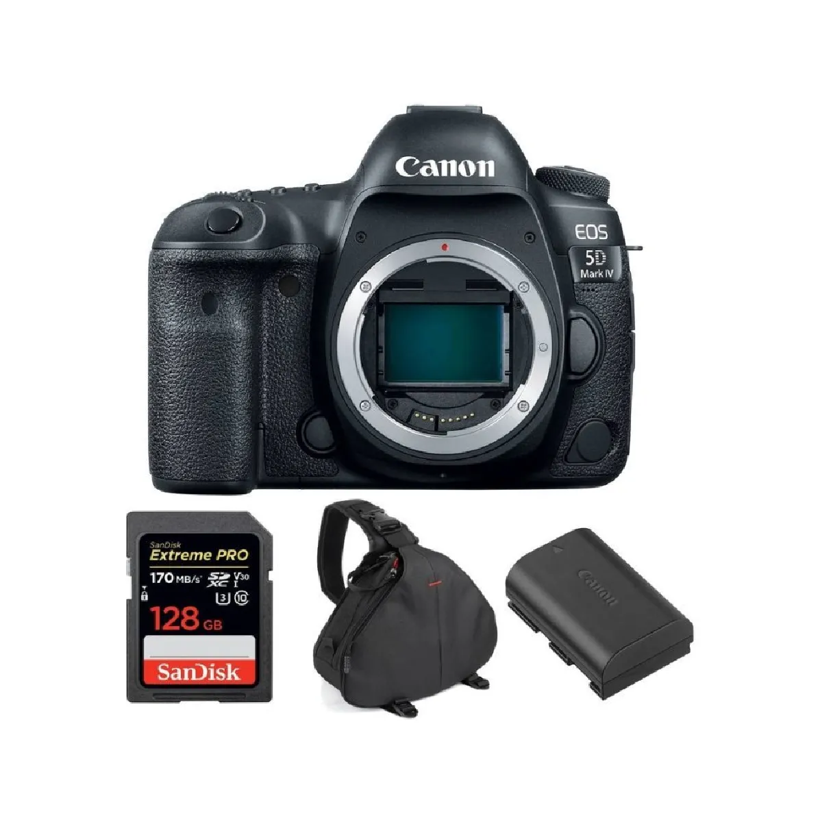 CANON EOS 5D IV Body + SANDISK Extreme Pro 128GB 170MB/s SDXC + camera Bag + CANON LP-E6N Battery