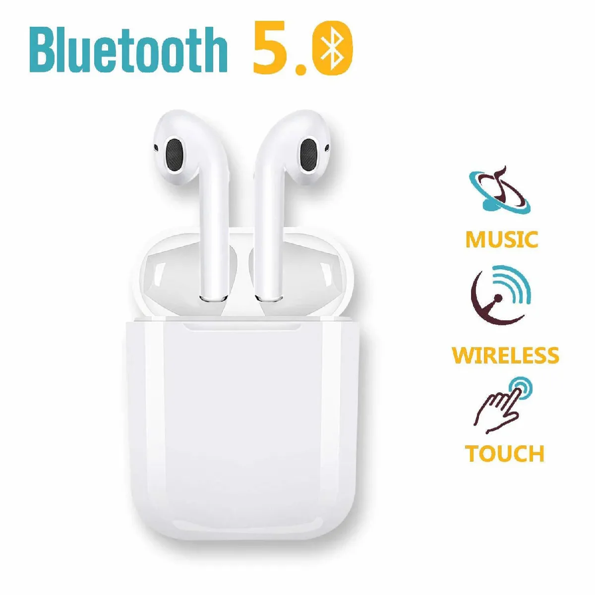 Écouteurs sans Fil Bluetooth 5.0,Touch écouteurs Sportifs avec IPX5 Écouteurs,Mic HD Intégré et Son 3D Stéréo,24hrs Playtime, pour Apple iphone/Android/Airpods/Samsung/Huawei