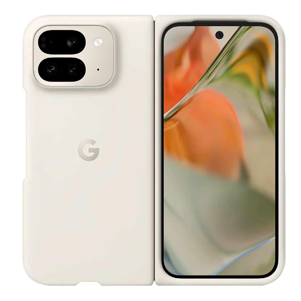 Google Coque d'origine Google Pixel 9 Pro Fold Mat Soft Touch Caméra Protégée Blanc