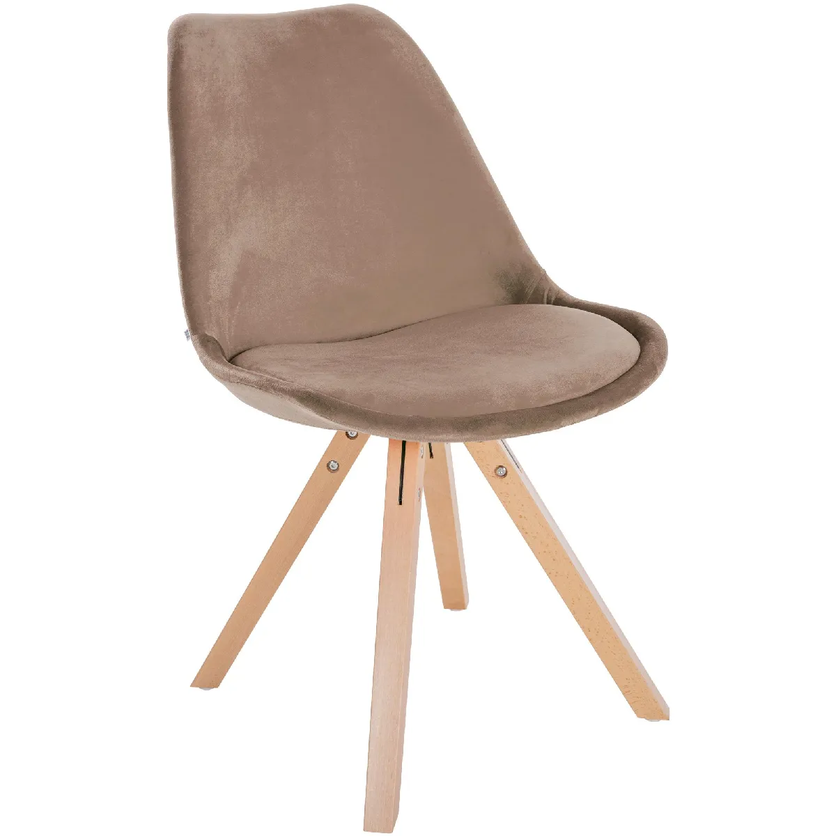 Chaise de salle à manger x1 style scandinave en velours marron pieds en bois clair 10_0001475