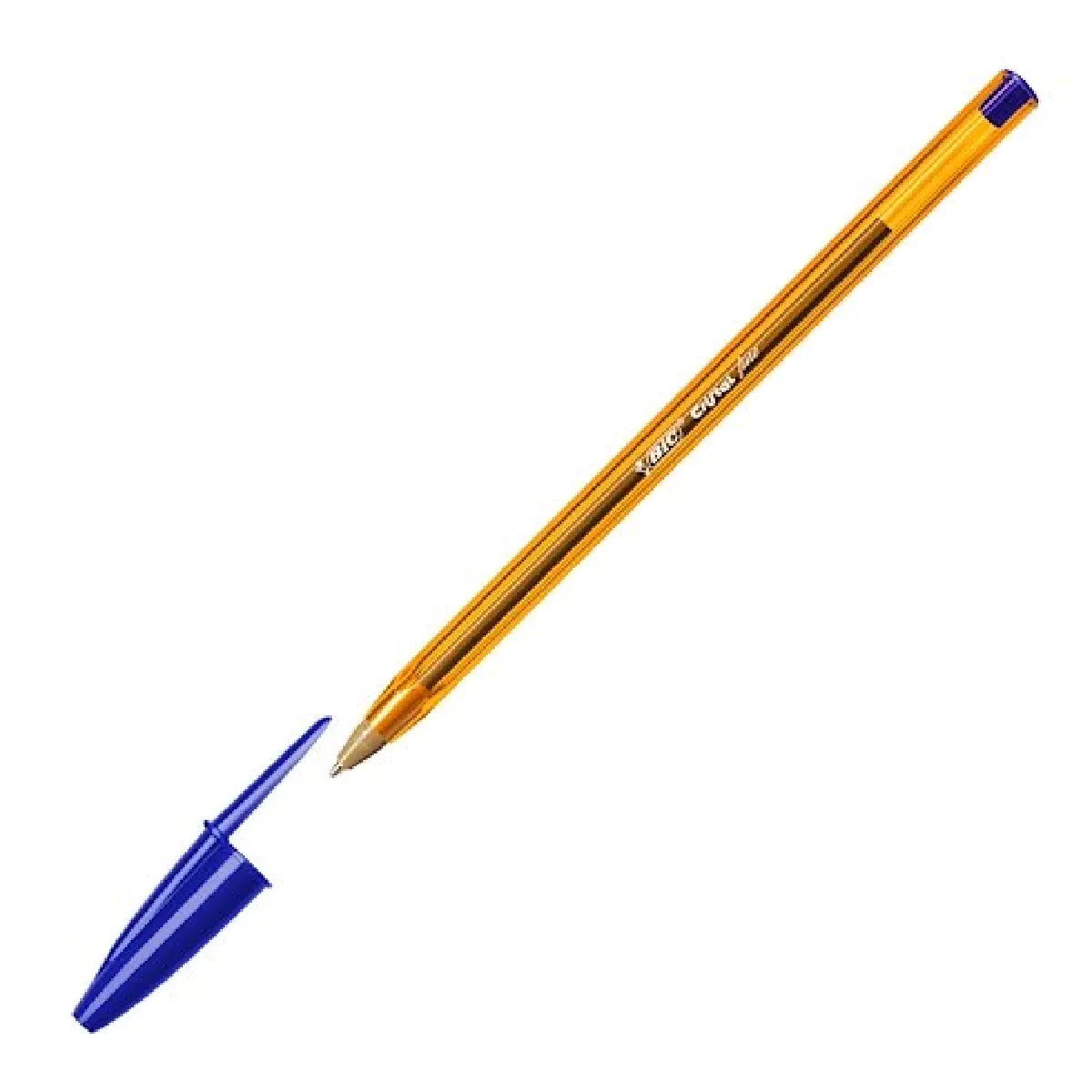 Stylo bille Bic Cristal Original Fine à capuchon pointe 0,8 mm - écriture fine - bleu - Lot de 50