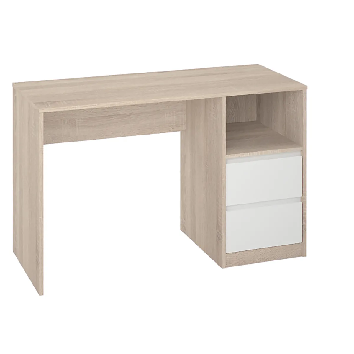 Bureau coloris chêne / blanc - Longueur 120 x Hauteur 75 x Profondeur 50 cm