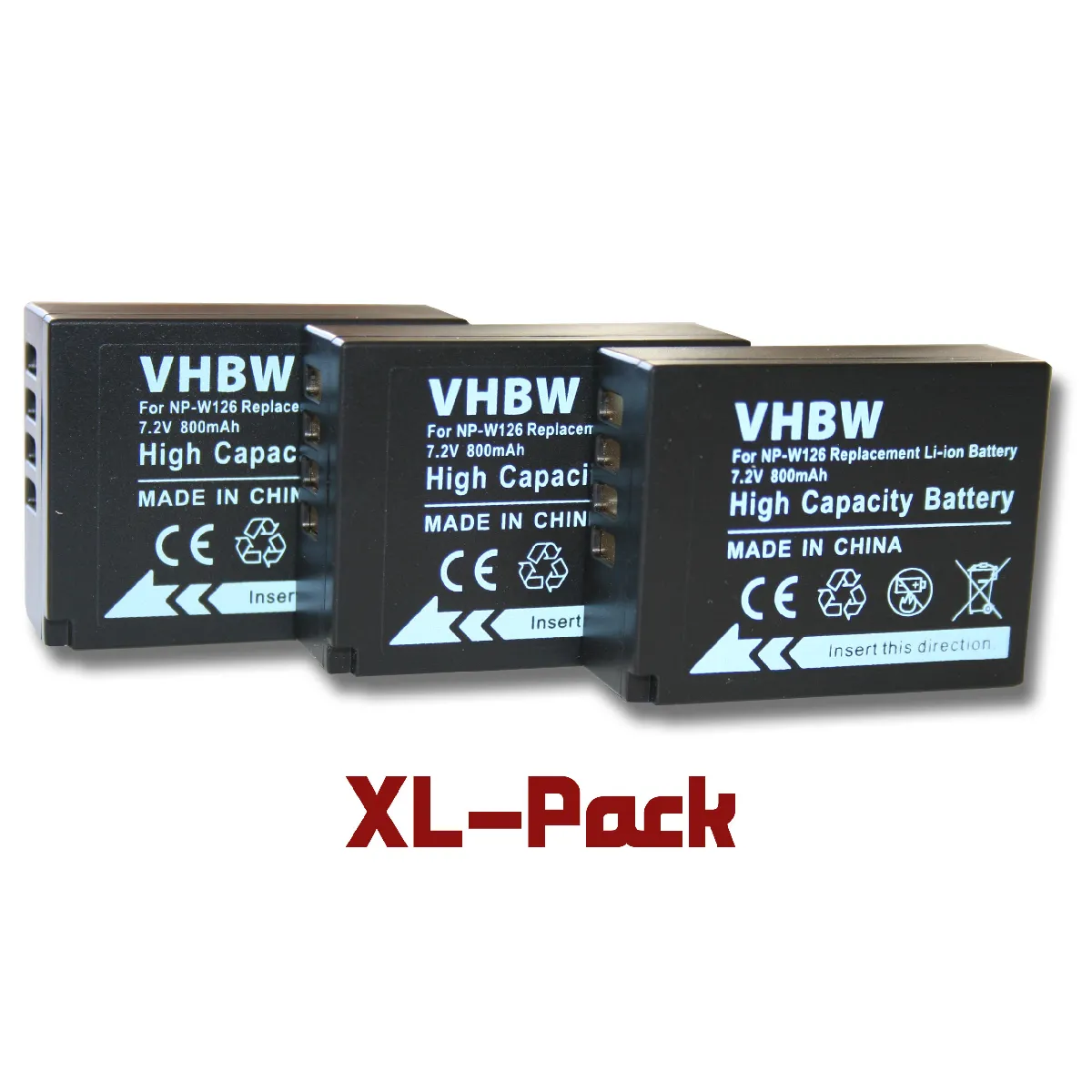 3x vhbw batterie Set 800mAh (7.2V) pour caméra Fujifilm X-Pro2, Fujifilm X-E2S comme NP-W126.