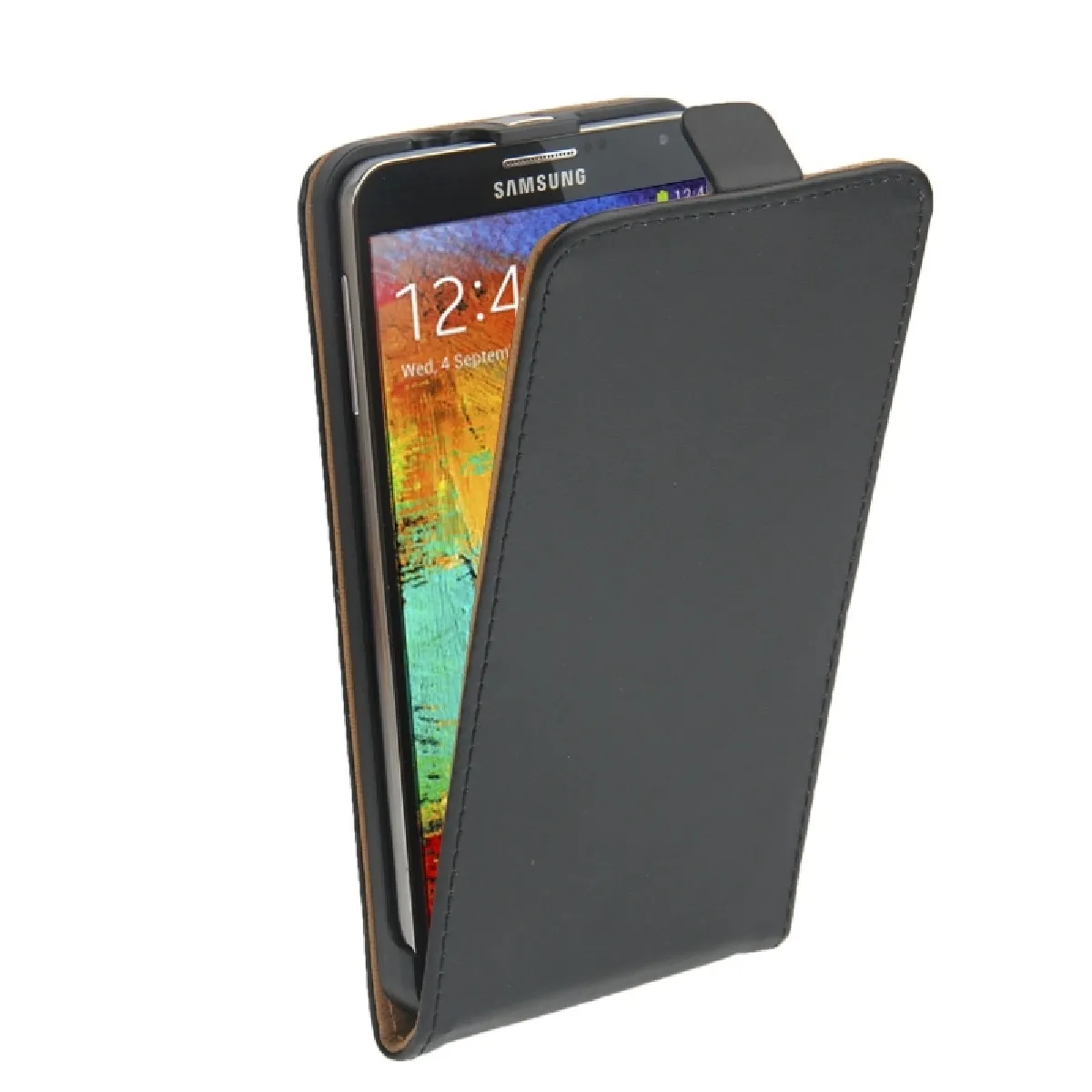 Housse Étui noir pour Samsung Galaxy Note III / N9000 en cuir à rabat vertical