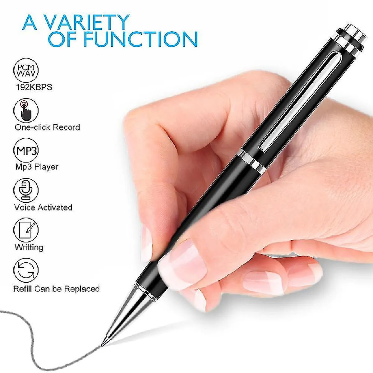 Enregistreur audio Mini USB Real Pen Voice activé 16 Go Digital Voice Recorder MP3 Player 192Kbps