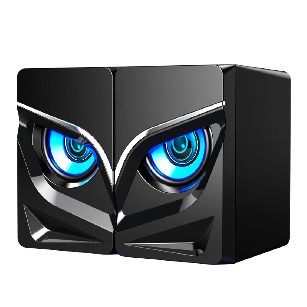 Haut-parleurs de l'ordinateur câblé USB LED Bass Sound Box Haut-parleur pour PC Ordinateur portable Subwoofer Puissant haut-parleurs multimédia de Subwoofer Not Soundbar   Haut-parleurs de l'ordinateur (noir)