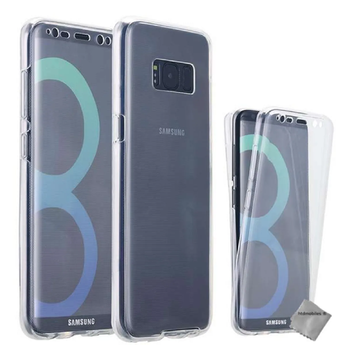 Coque silicone gel fine 360 integrale Samsung G955F Galaxy S8 Plus + film ecran - TRANSPARENT