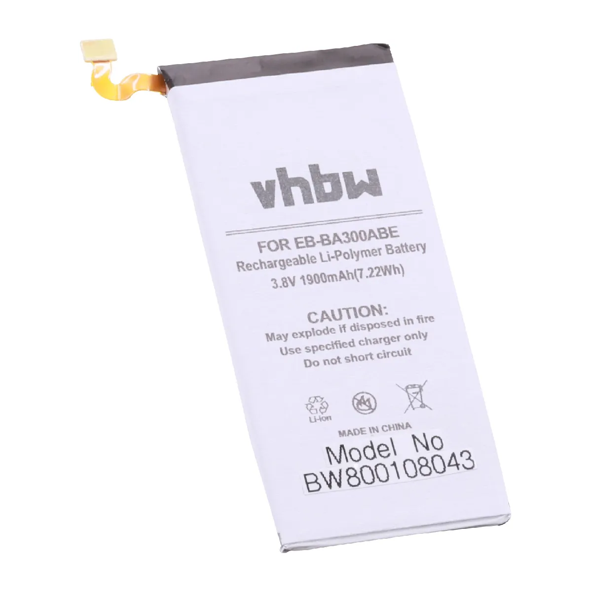 Batterie Li-Ion vhbw 1900mAh (3.8V) pour téléphone Smartphone Samsung Galaxy A3 .Remplace: EB-BA300ABE.