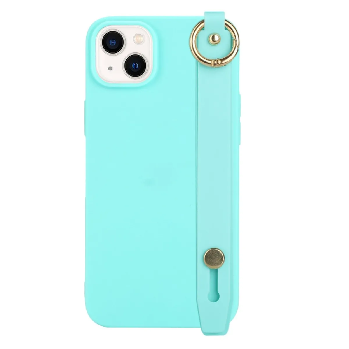 Coque en TPU couleur bonbon avec béquille en dragonne pour votre iPhone 14 - bleu clair