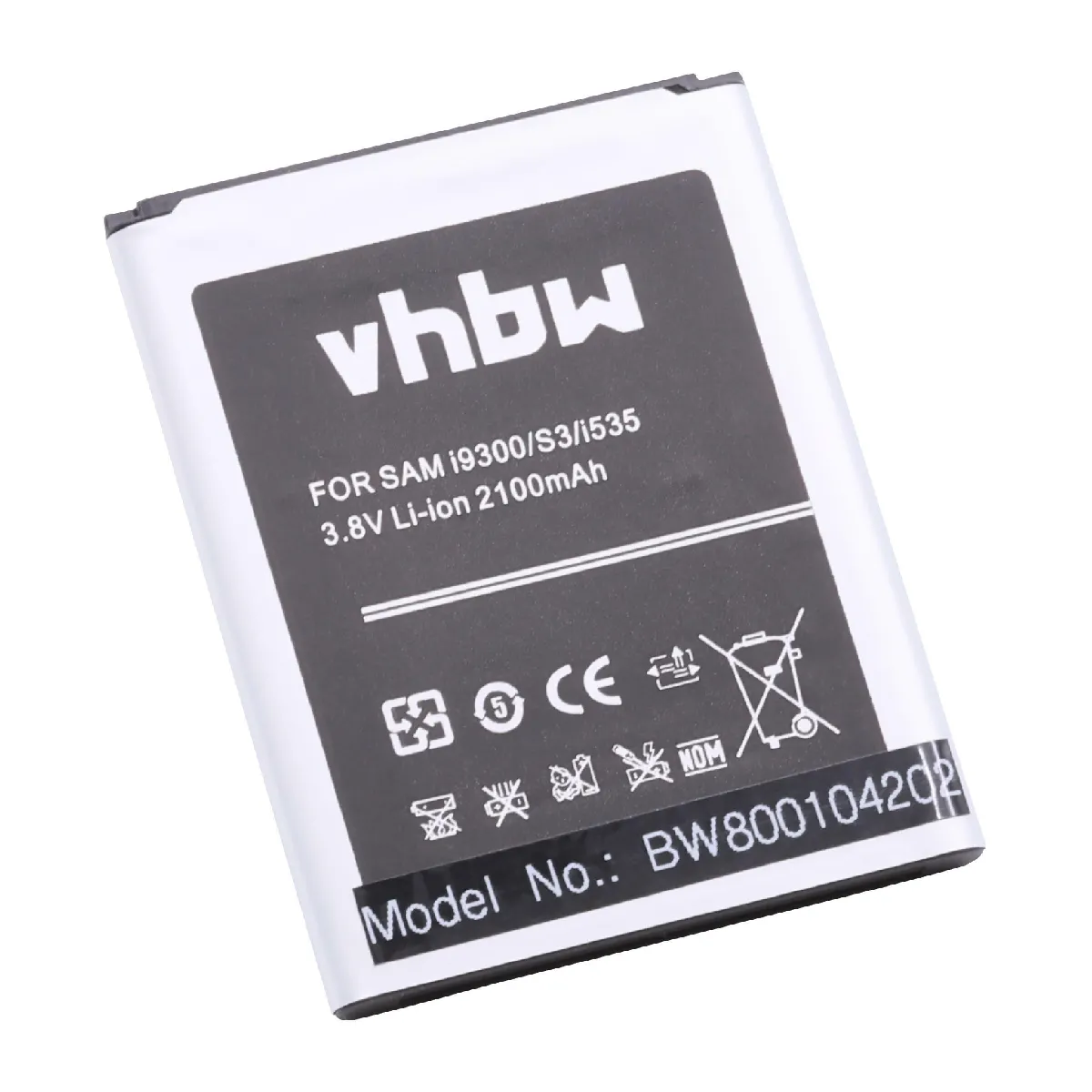 vhbw batterie NFC CCP compatible avec Samsung Galaxy SIII LTE, S3, S3 LTE, S 3, S III, S III LTE, SIII smartphone (2100mAh, 3,8V, Li-Ion)