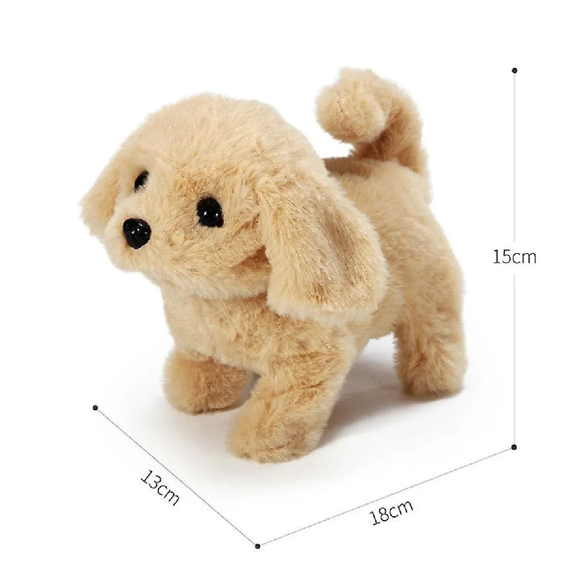 Jouet électrique Simulation douce Chien en peluche Marche Lumineux Chien rugissant Simulation drôle Mouvement Poupée peluche Jouet (E)