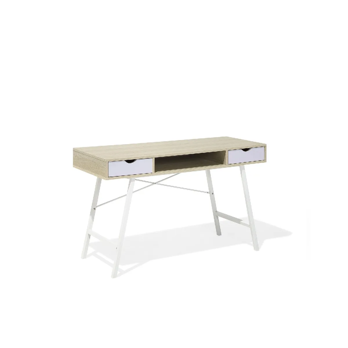 Bureau bois clair et blanc avec tiroir 120 x 48 cm CLARITA