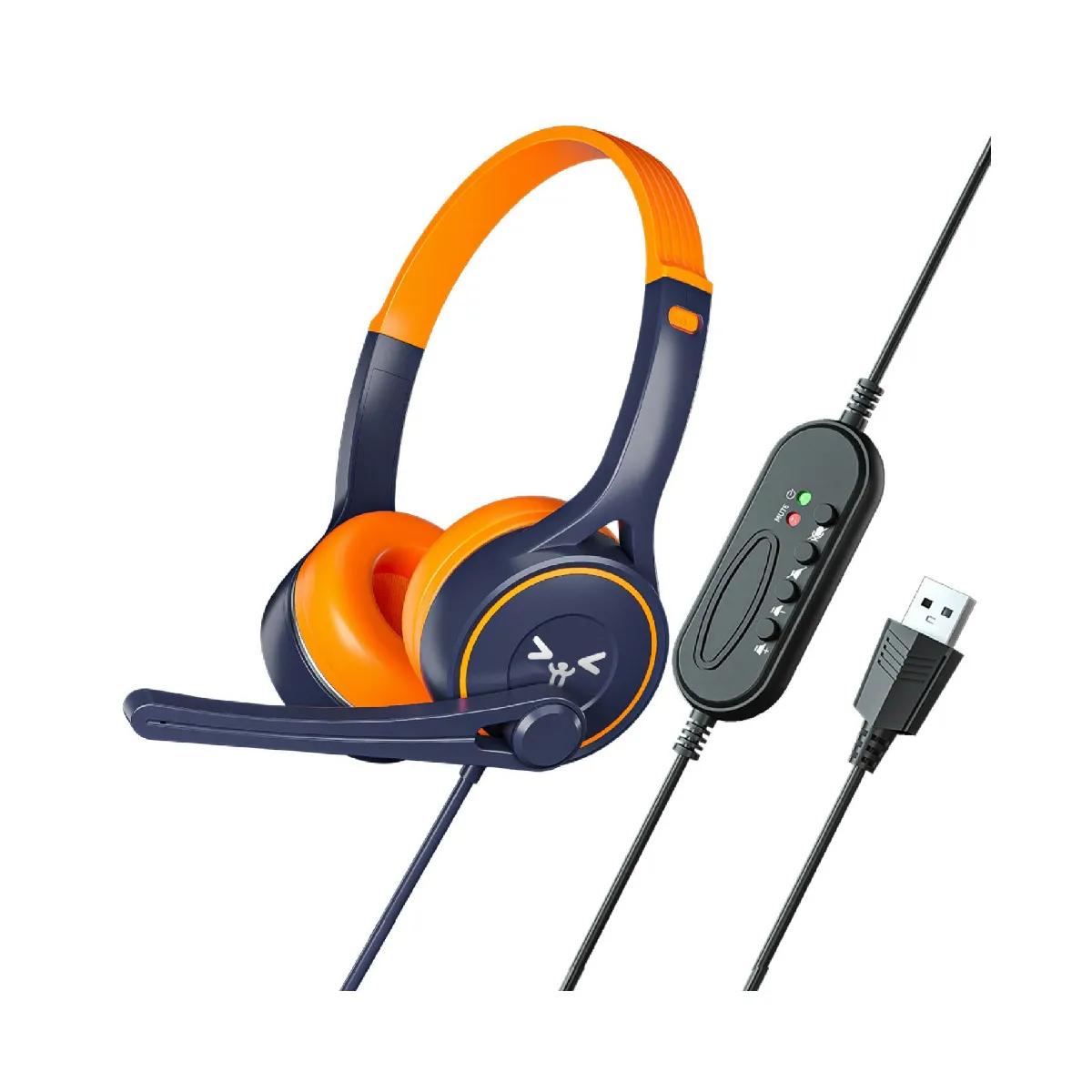 Écouteurs filaires supra-auriculaires SY-G30 avec microphone pour cours en ligne - Orange