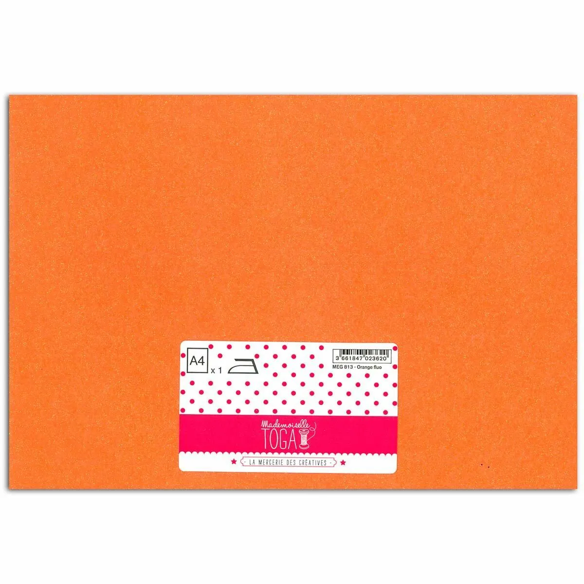 Flex thermocollant à paillettes - Orange Fluo - 30 x 21 cm