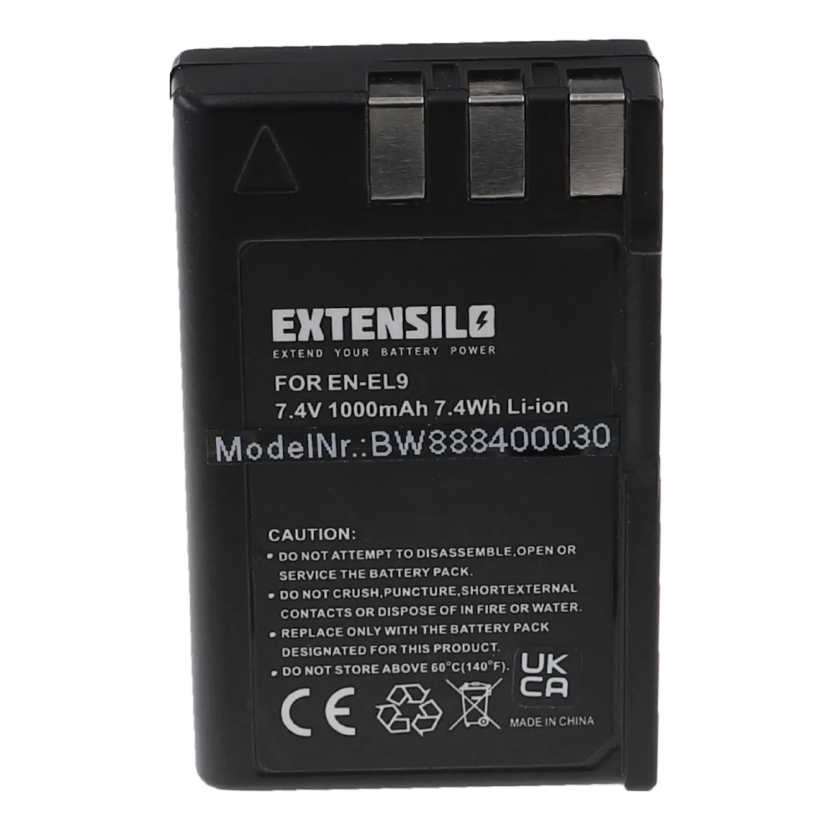 EXTENSILO Batterie compatible avec Nikon D40 SLR, D40x DSLR, D60 DSLR, D3000, D5000 appareil photo, reflex numérique (1000mAh, 7,4V, Li-ion)