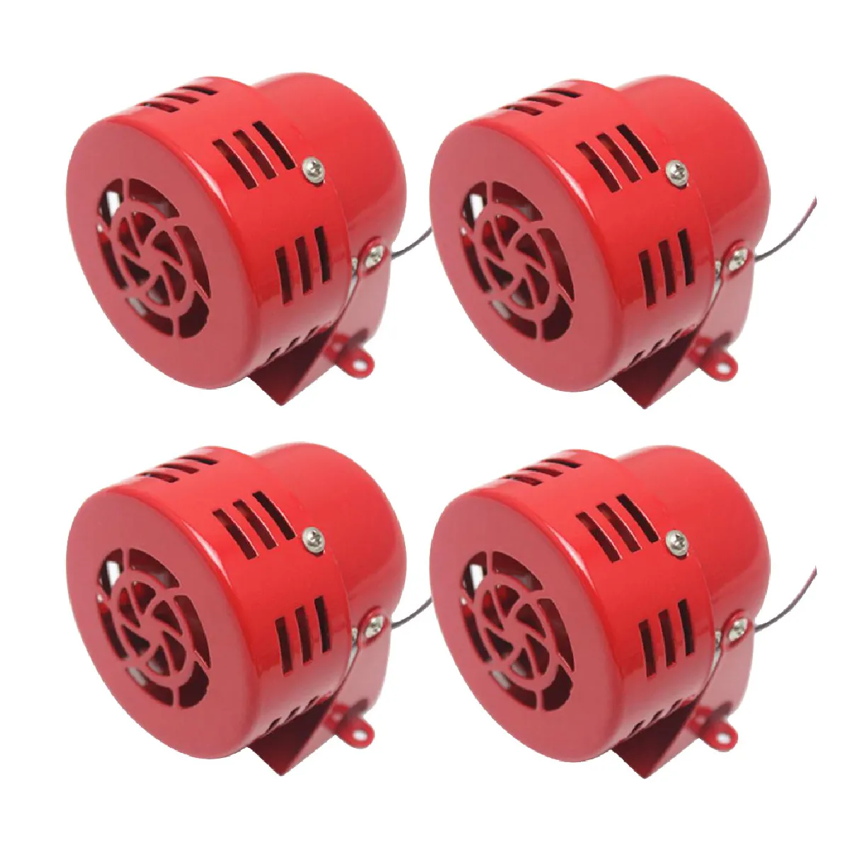 4Pcs 12V Metal Car RV 1950's Electric Driven Air Raid Siren Horn Alarm Red