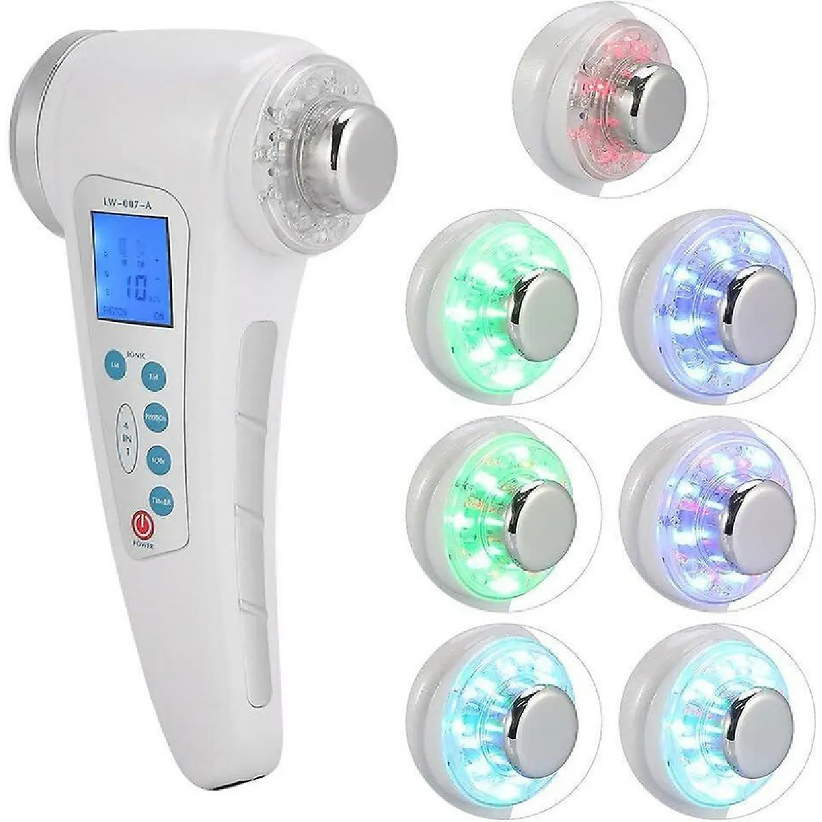 Instrument Nettoyage Facial, Dispositif Anti-Vieillissement Massage à Haute FréQuence Massage éLectronique Nettoyage de Pore Ultrasonique Beaute Photon,Blanc