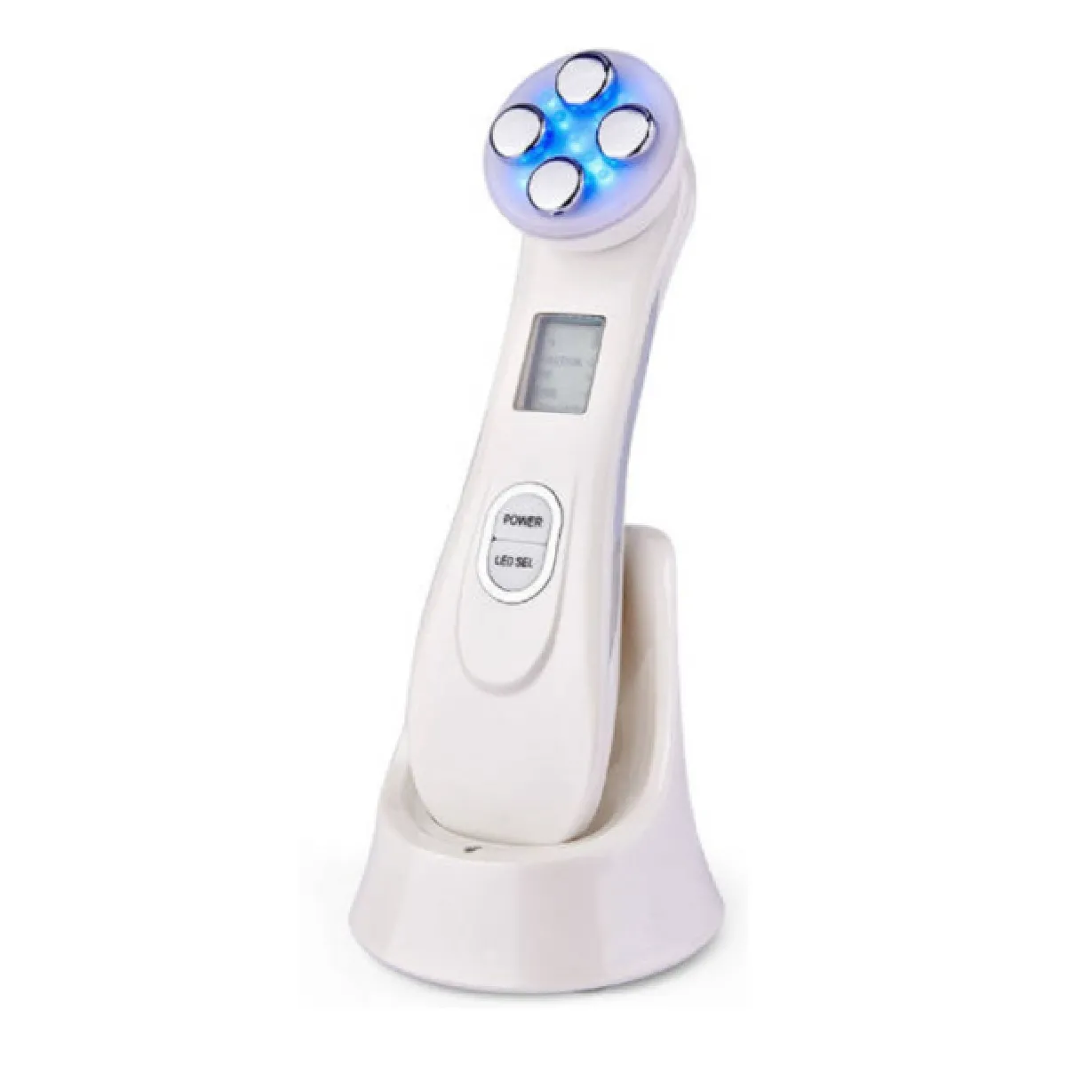 Appareil de levage raffermissant pour le visage Appareil de beauté à ultrasons RF 5 en 1 Appareil de massage pour la peau à LED Élimination des rides Raffermissement du visage Rajeunissement de la peau Appareil de beauté pour soins infirmiers EMS(Blanc)