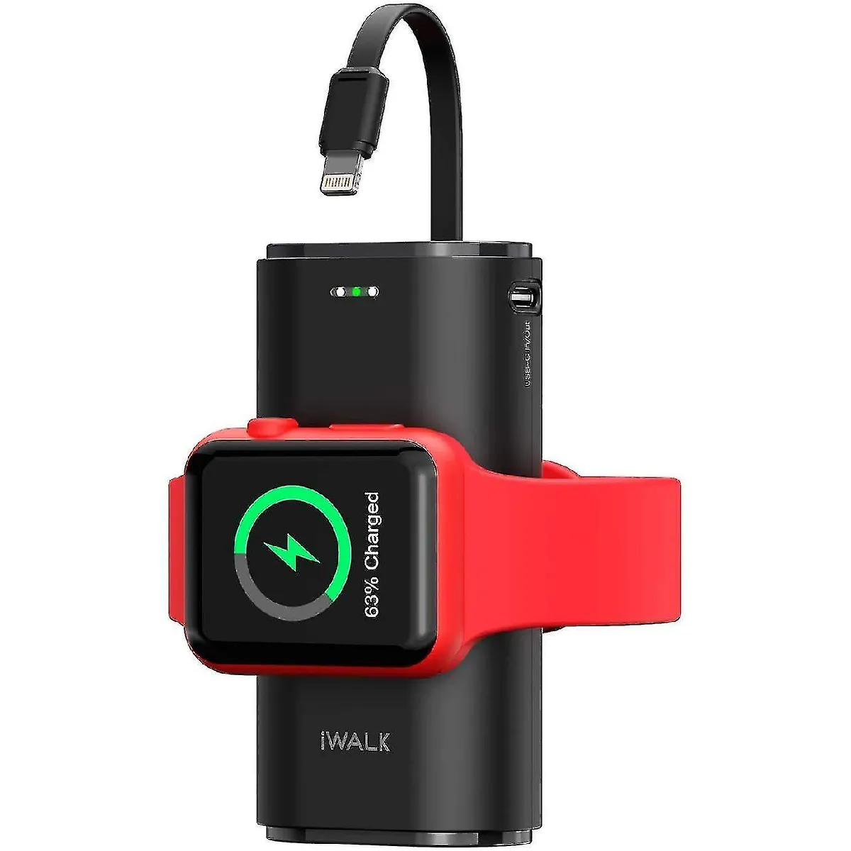 YYH-IWALK Portable Charger Apple Watch, Banque d'alimentation de 9000mAh avec câble intégré, montre Apple et téléphone