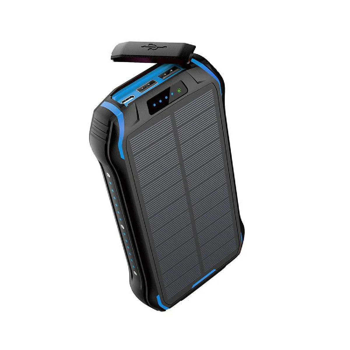 Solar Power Bank Wireless Portable Chargeur externe Batterie de charge rapide étanche chargeur de téléphone portable 26800mAh,(bleu)