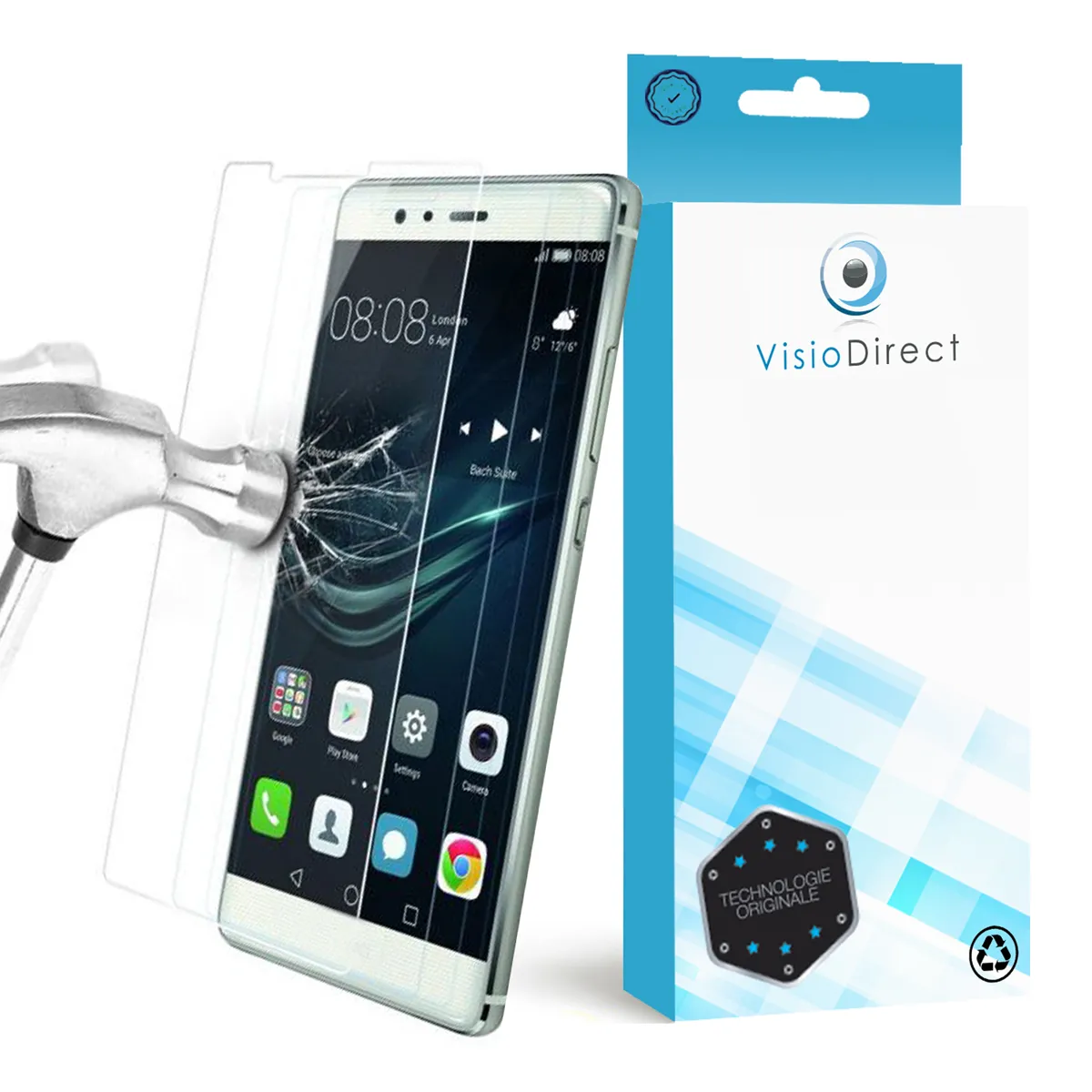 Lot de 2 film vitre pour mobile iPhone 6 Plus 5.5"" verre trempé de protection transparent -Visiodirect-