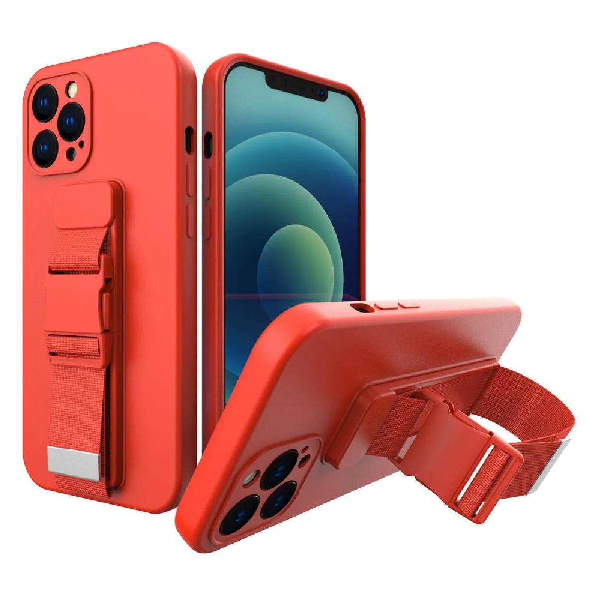 housse en corde gel tpu air etui housse avec laniere pour iphone xr rouge