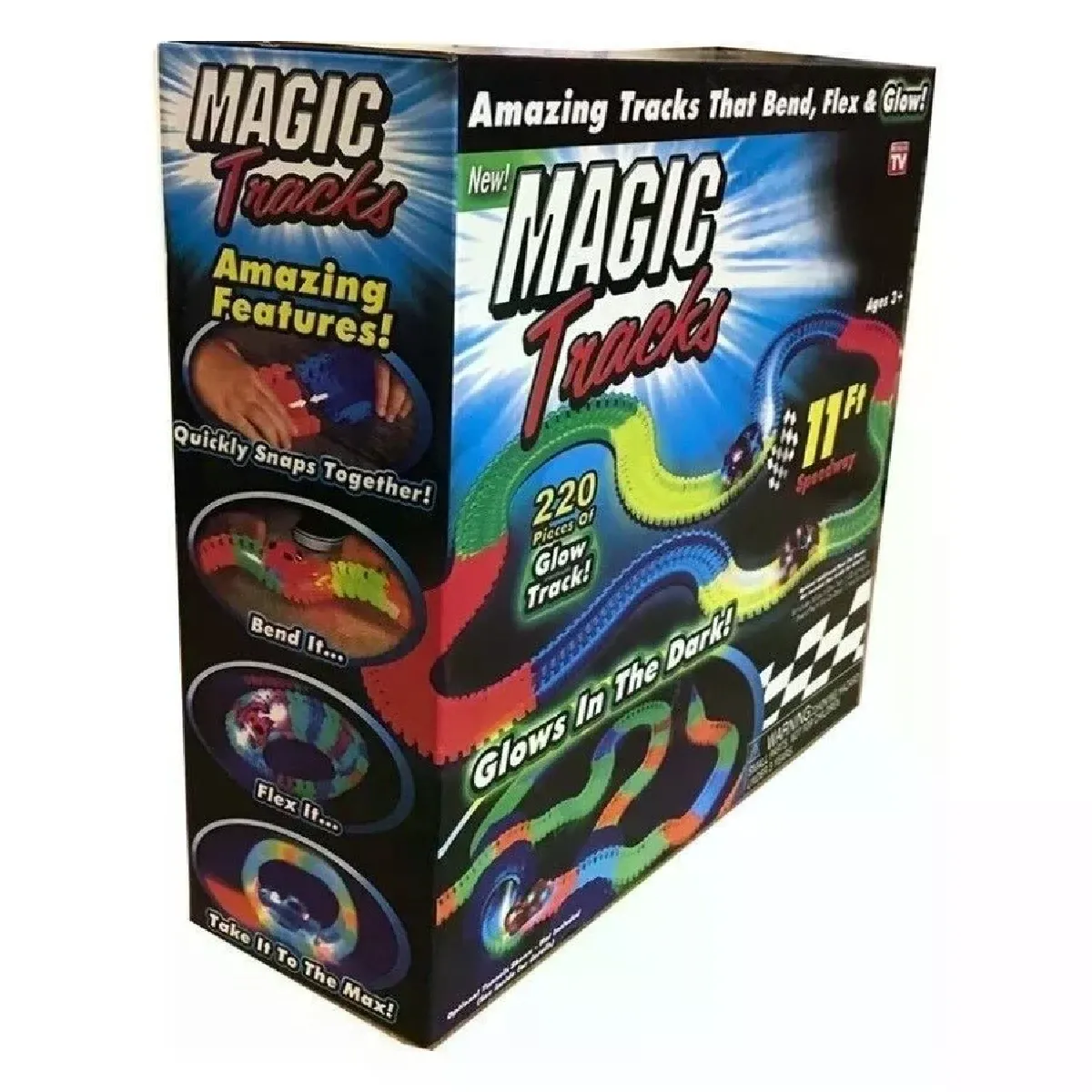 Magic Circuit Magique Tracks 220 pièces Flexibles Lumineux incroyablement amusant et modulable qui brille dans le noir