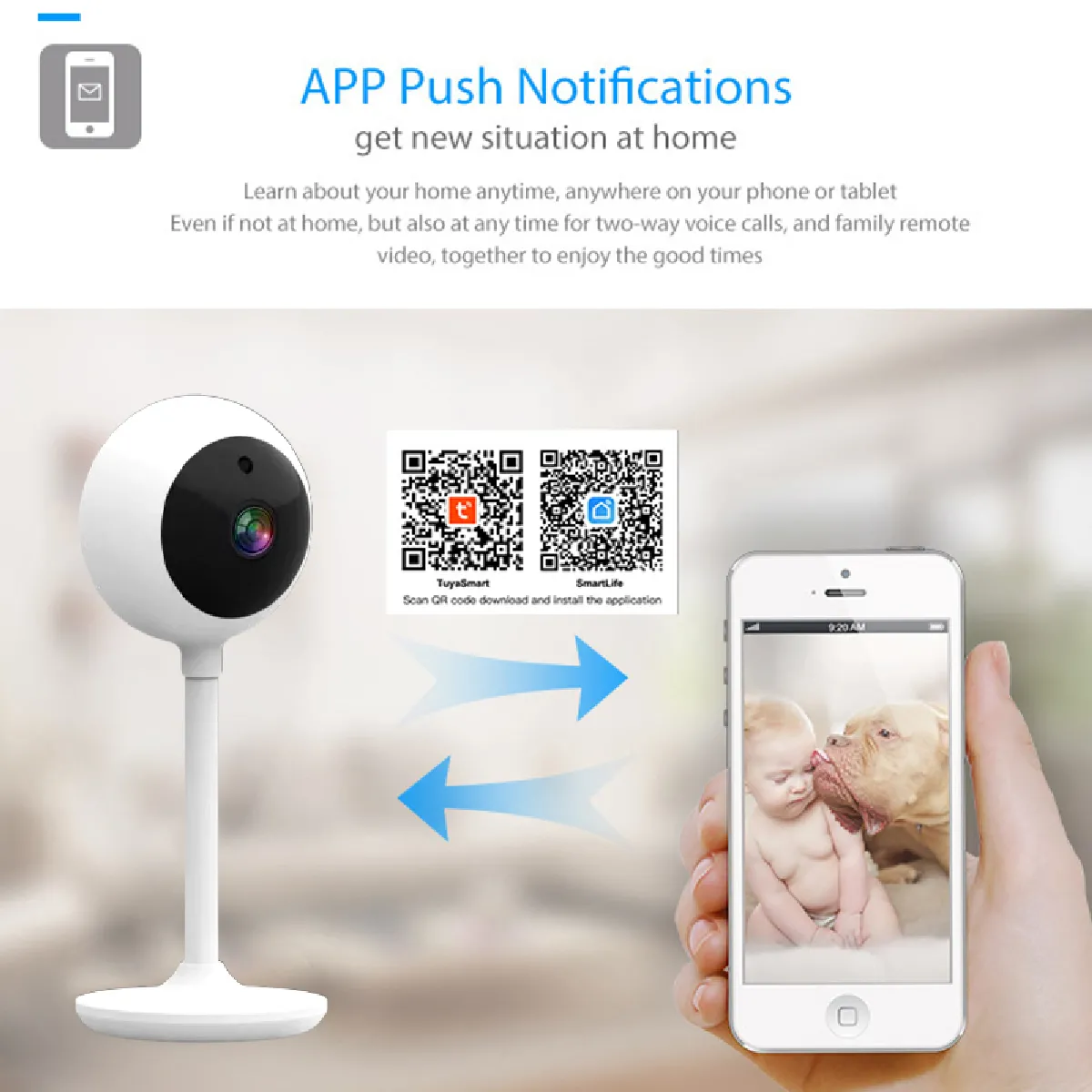 Intérieur mini caméra IP sans fil WIFI surveillance de sécurité caméra de vidéosurveillance alarme photo Tuya Smart APP   Caméra de surveillance