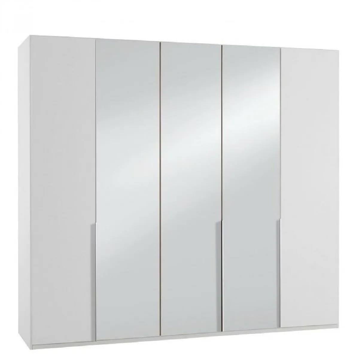 Armoire 5 portes 3 miroirs WILMA 225 cm blanche