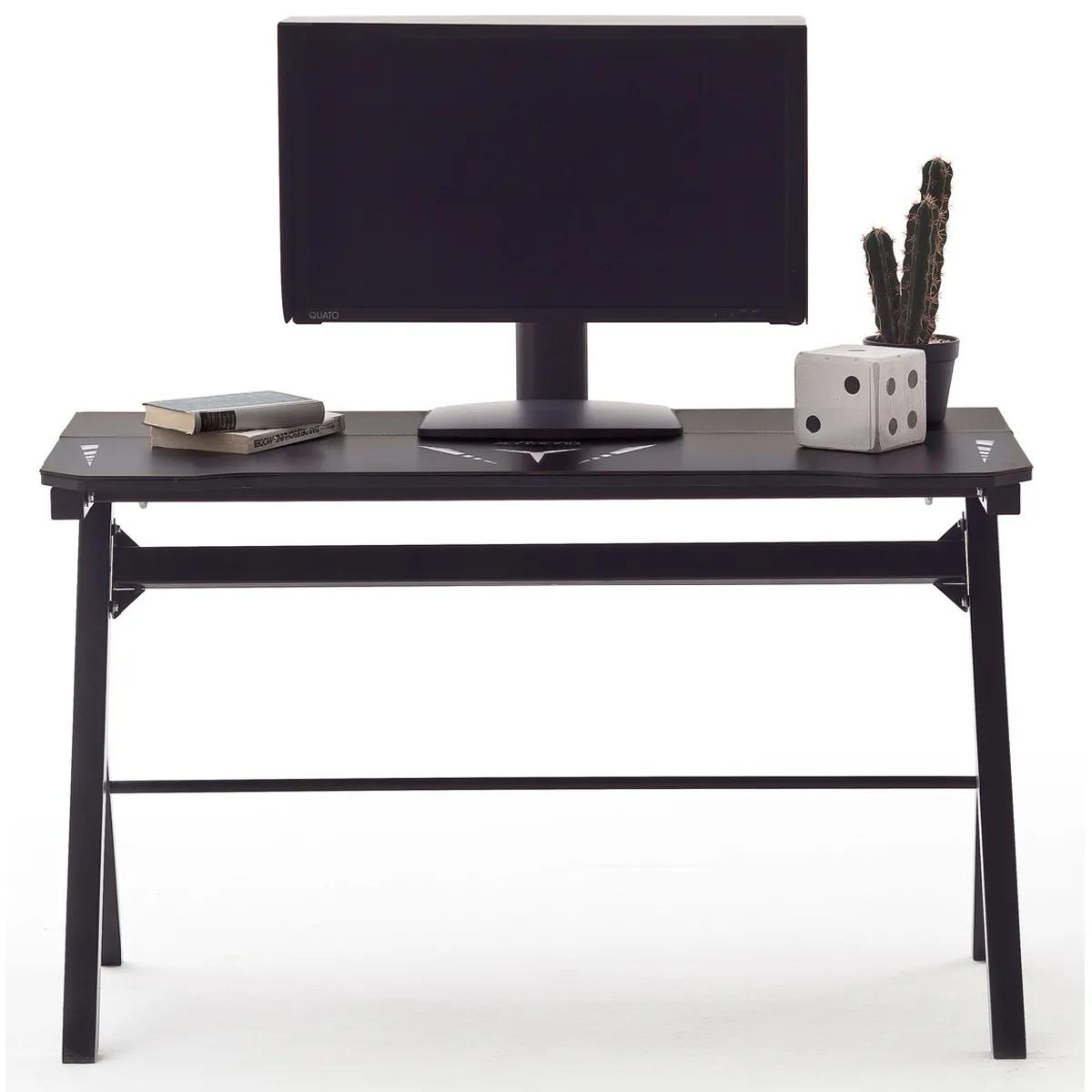 Bureau d'ordinateur / table de jeu coloris noir en métal + LED - Longueur 120 x Hauteur 73 x Profondeur 60 cm