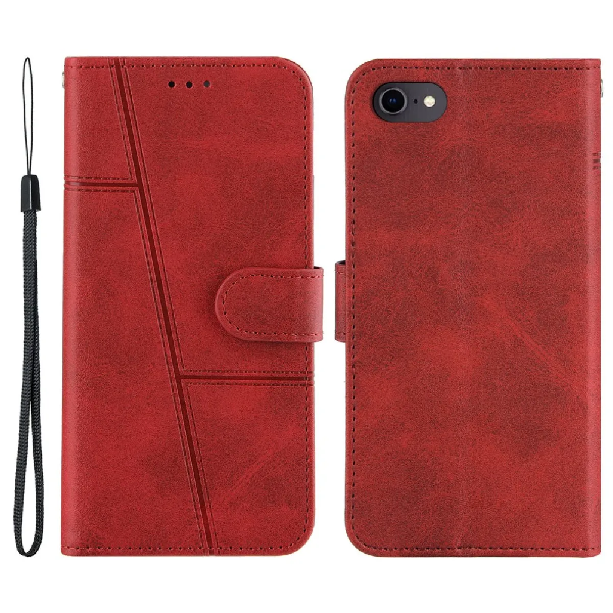 Etui en PU Épissage avec support rouge pour votre Apple iPhone 6 4.7 pouces/7 4.7 pouces/8 4.7 pouces/SE (2nd Generation)