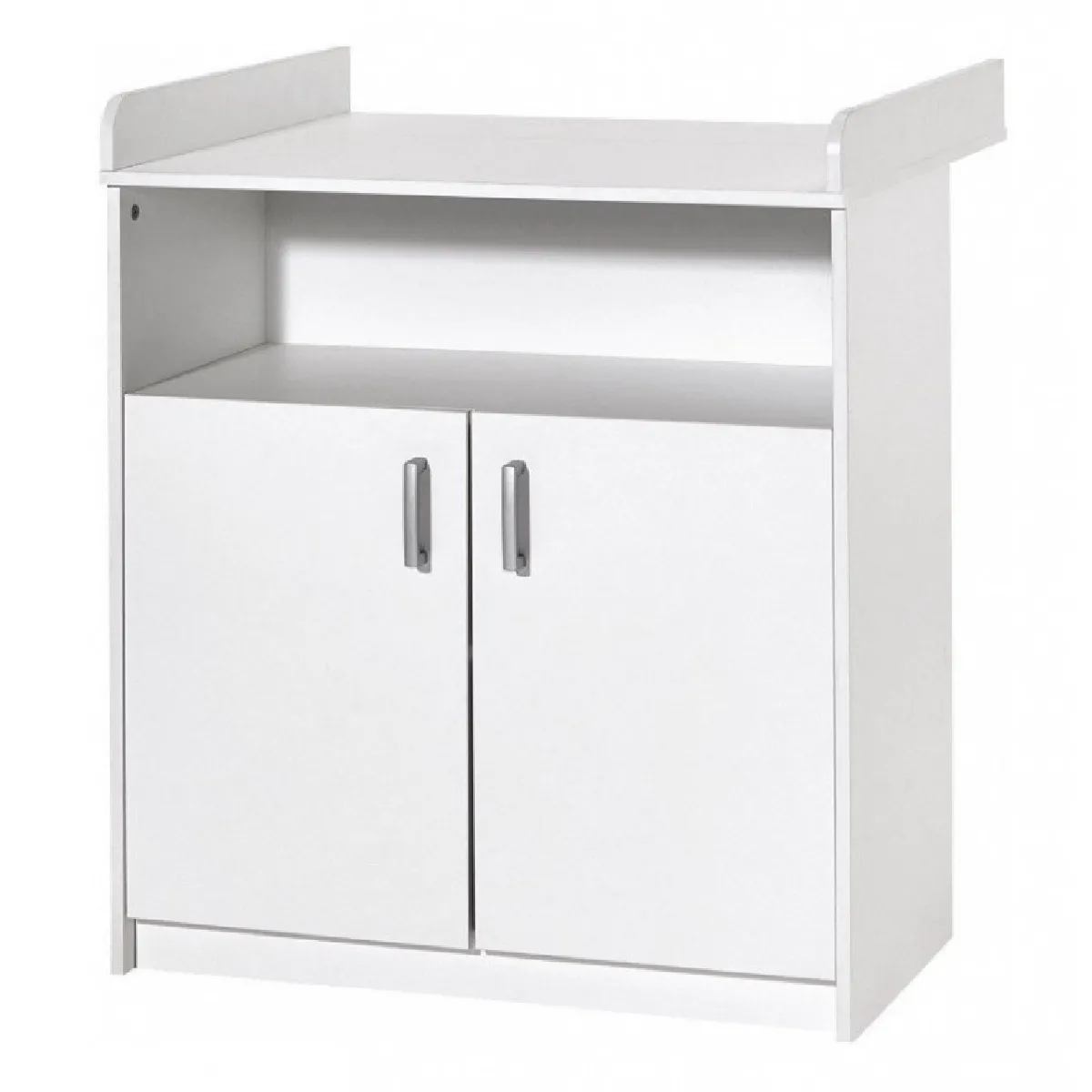 Commode avec plan à langer 2 portes bois blanc Classic White L 78 x H 85 x P 41 cm