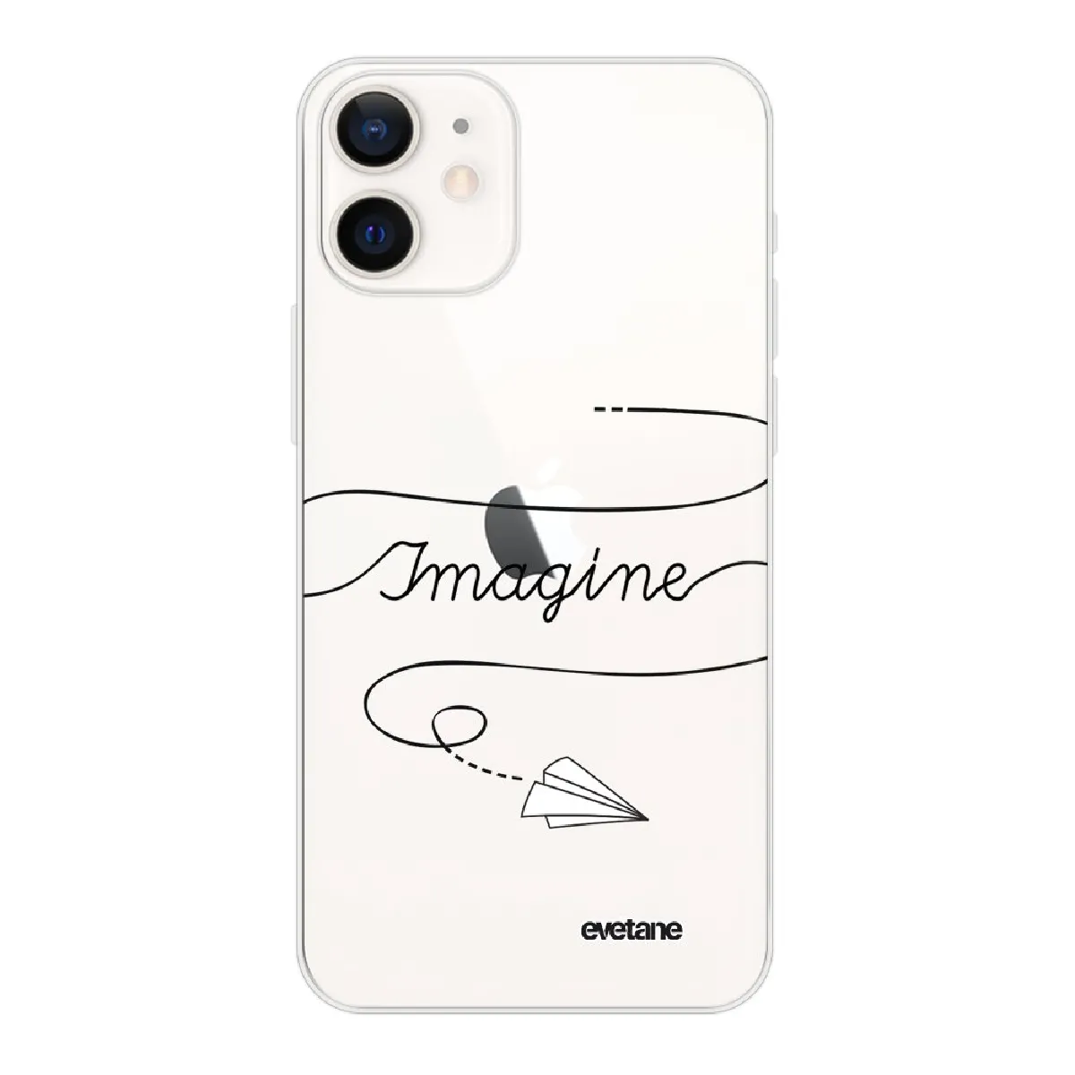 Coque iPhone 12 mini souple transparente Imagine Motif Ecriture Tendance Evetane