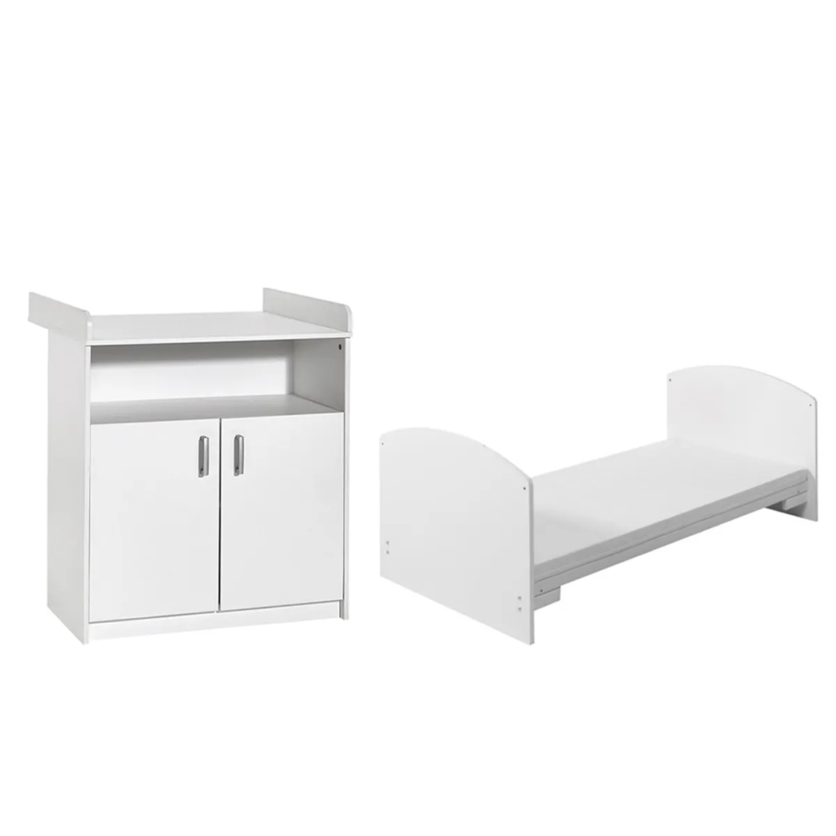 Lit évolutif 70x140 et commode avec plan à langer Lilo - Blanc