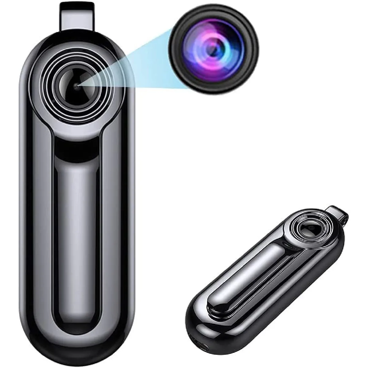 Mini caméra de surveillance Caméra espion haute définition 1080P, caméra de surveillance de sécurité compacte cachée, mini caméra nounou avec enregistrement audio/vidéo, petite caméra 32 Go(Noir)