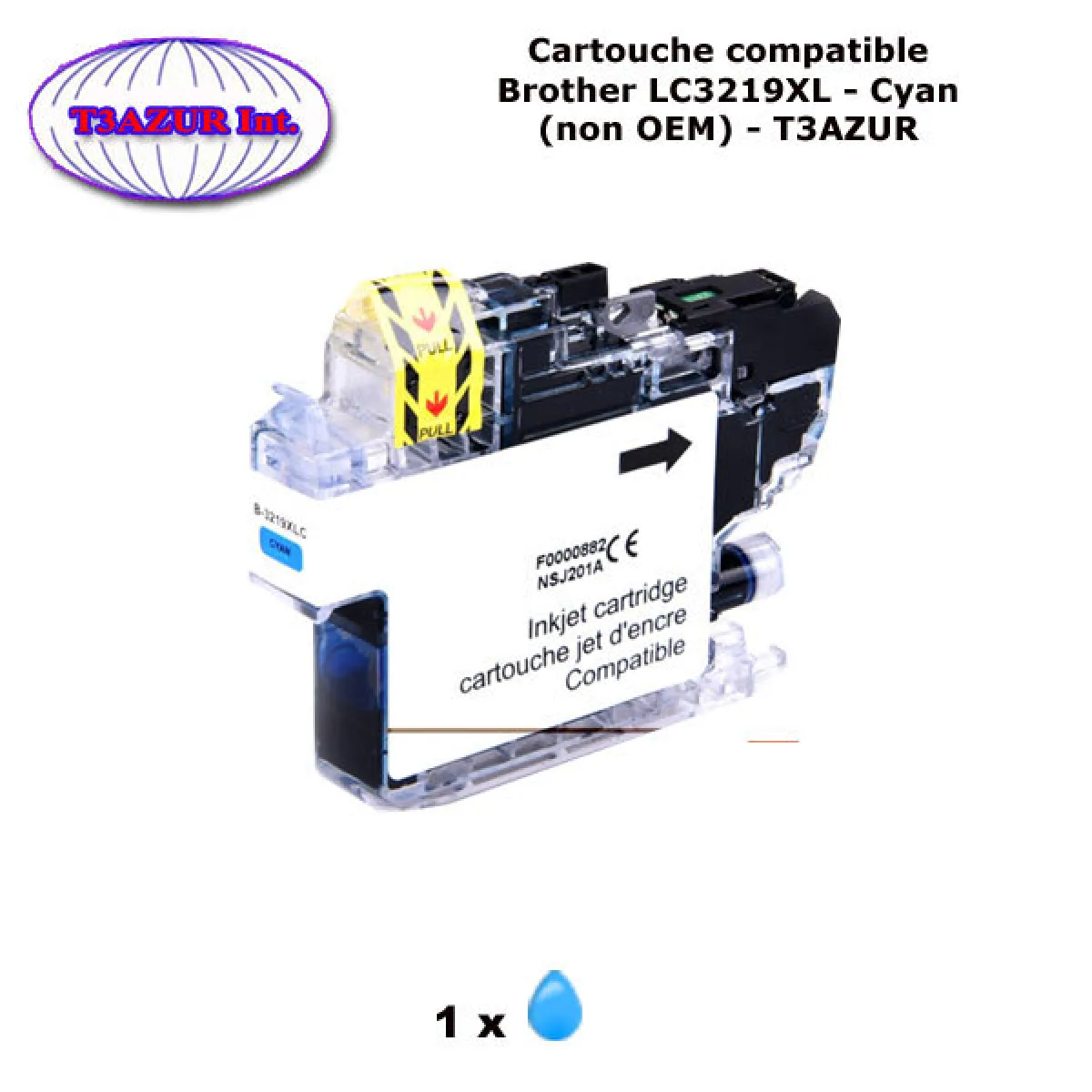 Cartouche compatible Brother LC3219XL pour Brother MFC J5330DW J5335DW J5730DW J5930DW J6530DW J6930DW,J6935DW Cyan - T3AZUR